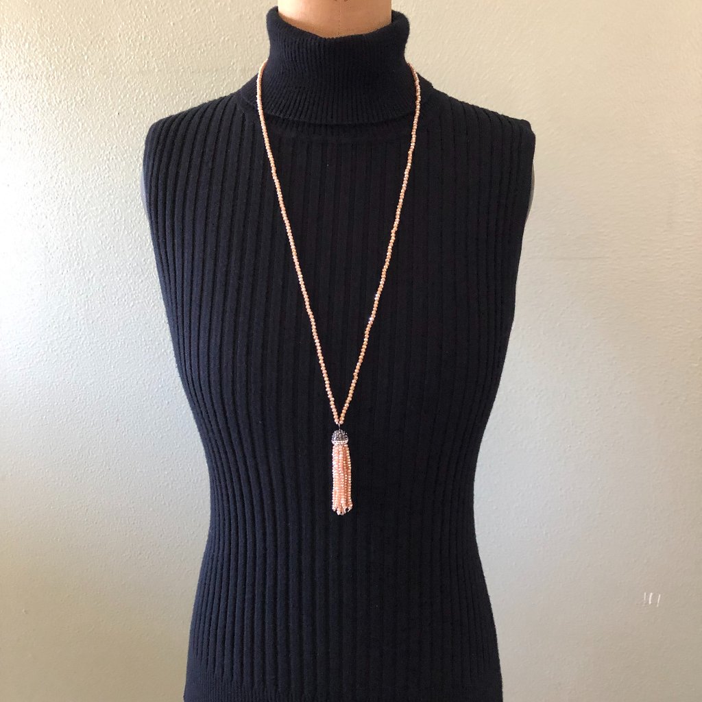 Ole Crystal Beads Tassel Necklace